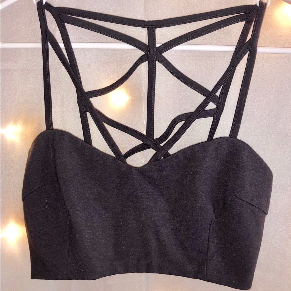Nordstrom Strappy Gray Crop Top